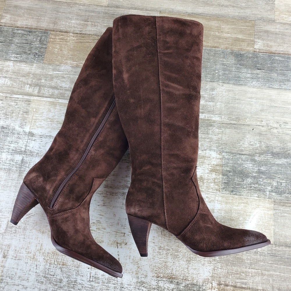 Vince Camuto Nally Womens Knee-High Boot Sz 8 M Wide Calf Brownie Silky Suede